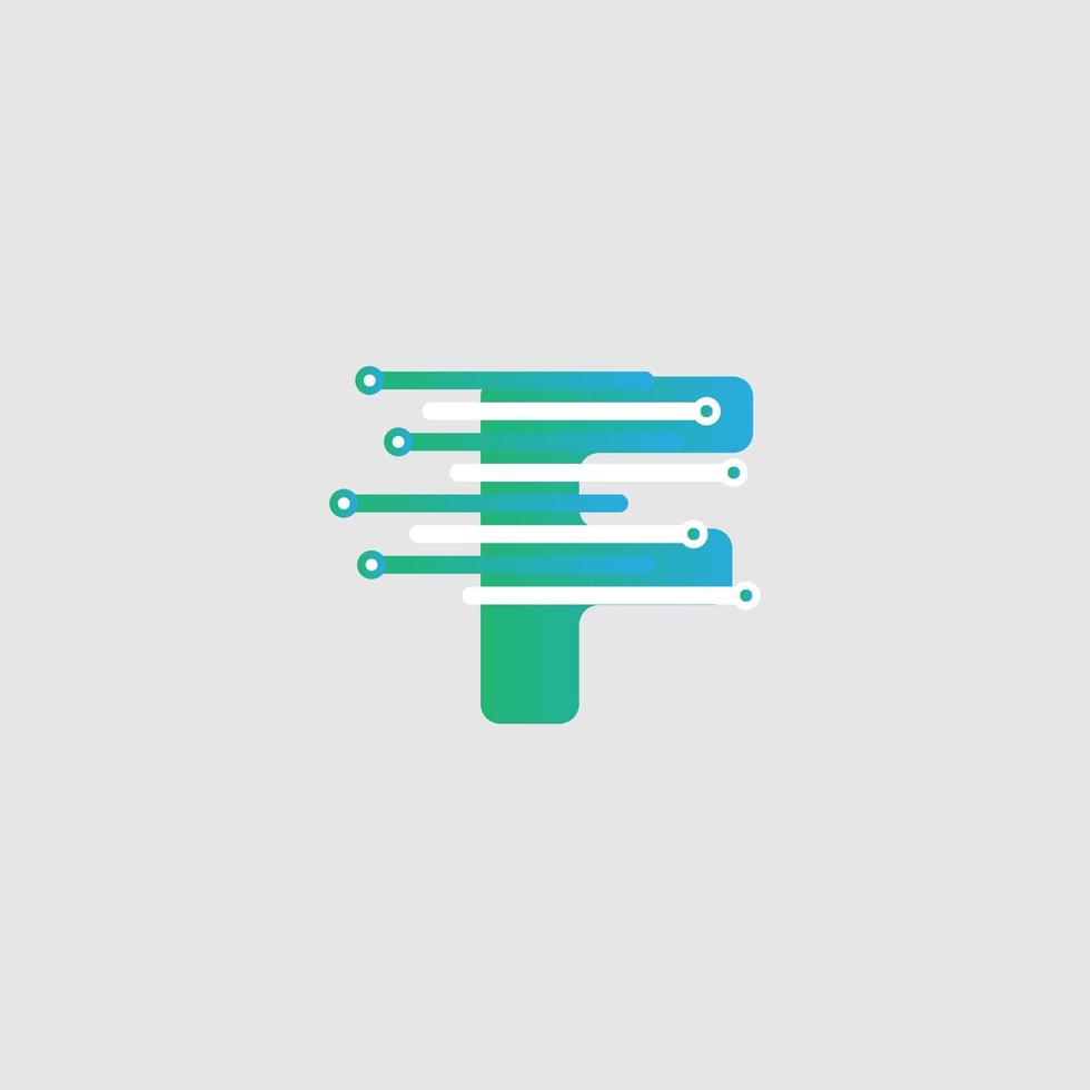 F letter Tech Logo design template for a tech company. Vector design
