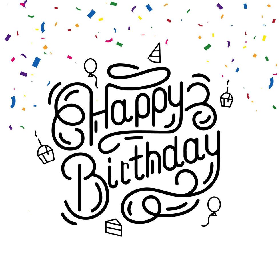 happy birthday invitation typography card with confetti vector