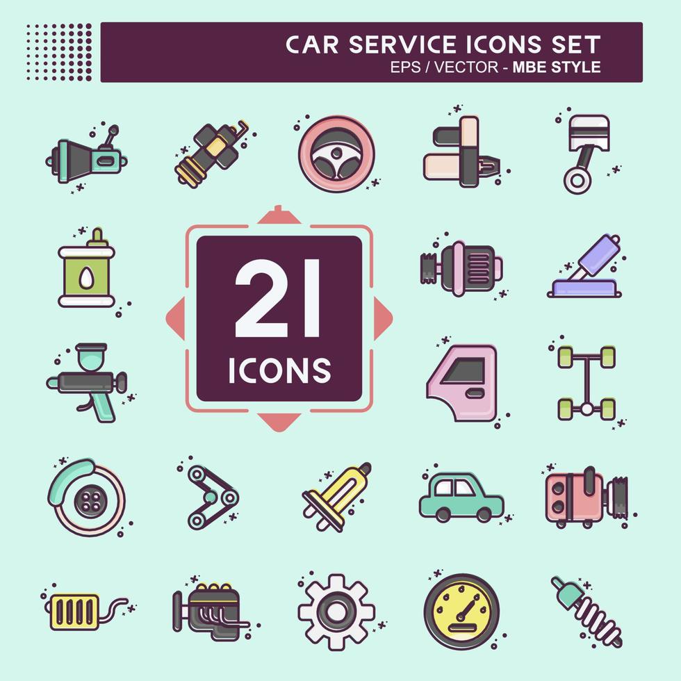 icono conjunto coche servicio. relacionado a coche Servicio símbolo. mbe estilo. reparando motor. sencillo ilustración vector