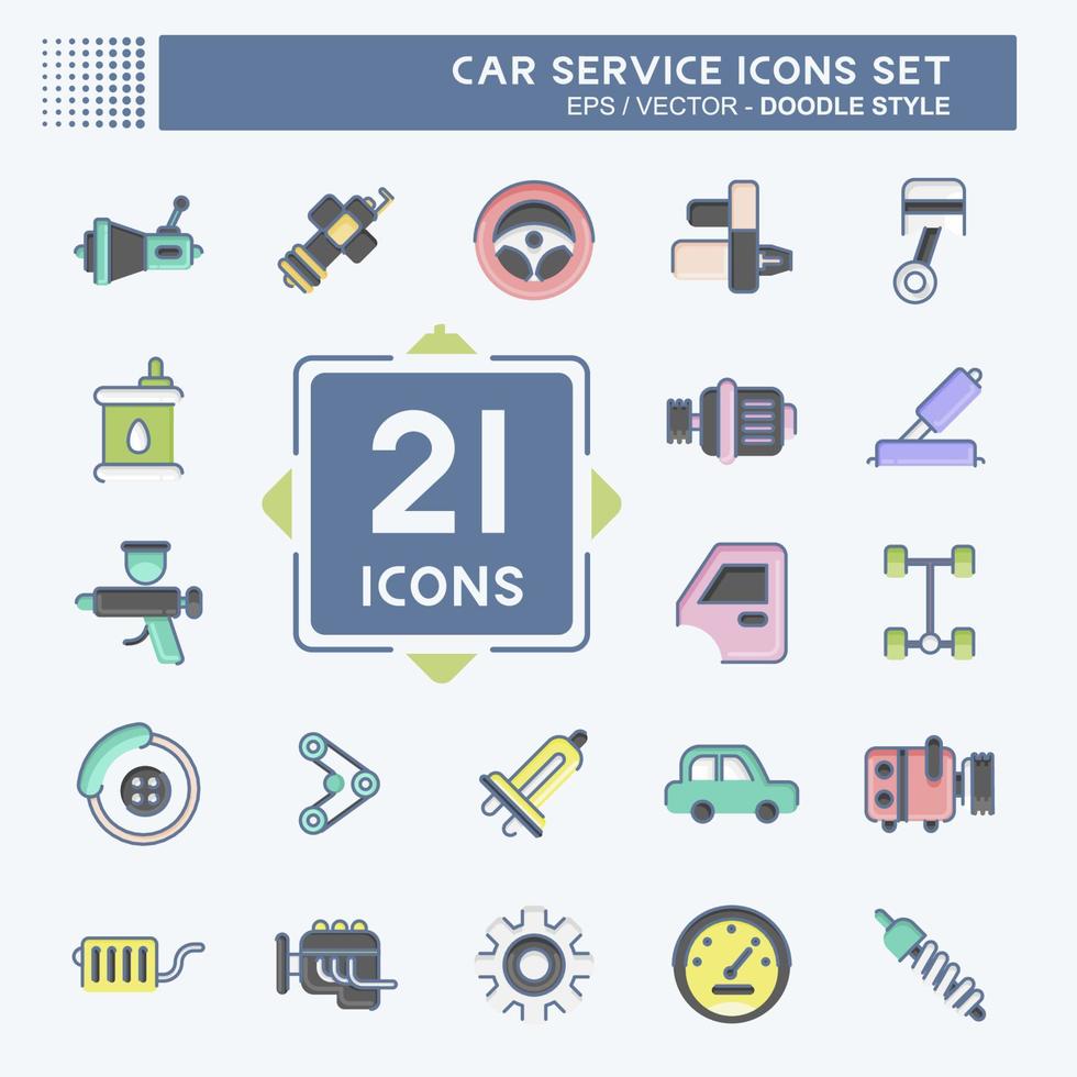 Icon Set Car Service. related to Car Service symbol. Doodle Style. repairing. engine. simple illustration vector