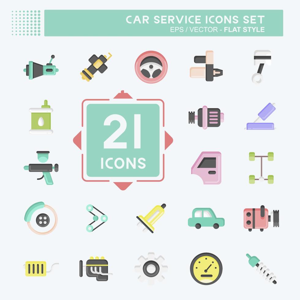 Icon Set Car Service. related to Car Service symbol. Flat Style. repairing. engine. simple illustration vector