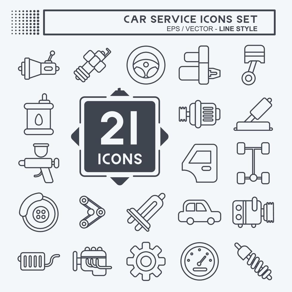 Icon Set Car Service. related to Car Service symbol. Line Style. repairing. engine. simple illustration vector