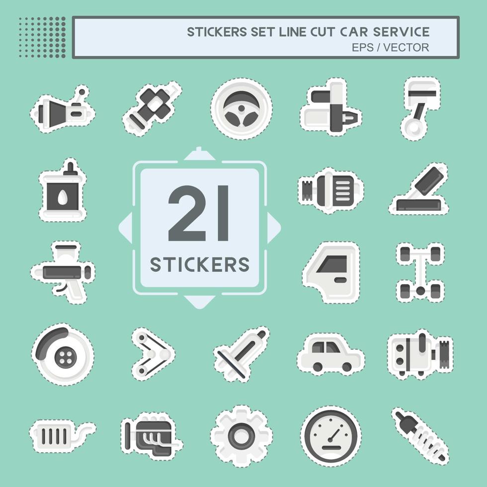 Sticker line cut Set Car Service. related to Car Service symbol. repairing. engine. simple illustration vector