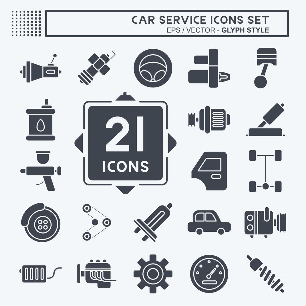 Icon Set Car Service. related to Car Service symbol. Glyph Style. repairing. engine. simple illustration vector