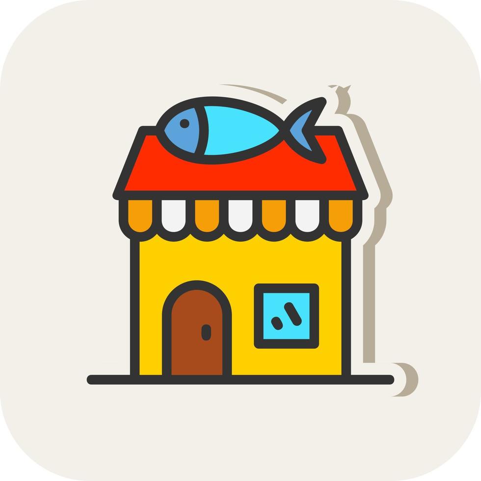 diseño de icono de vector de tienda de pescado