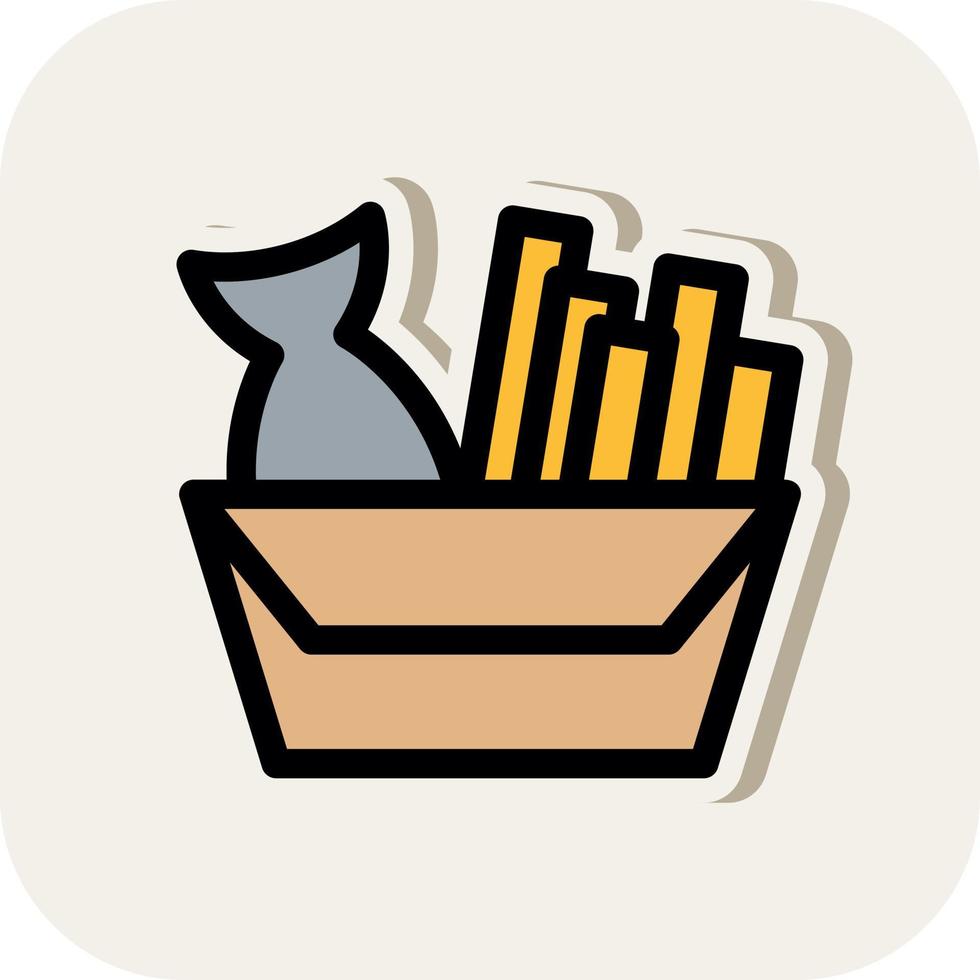 Fish And Chips Vector Icon Design