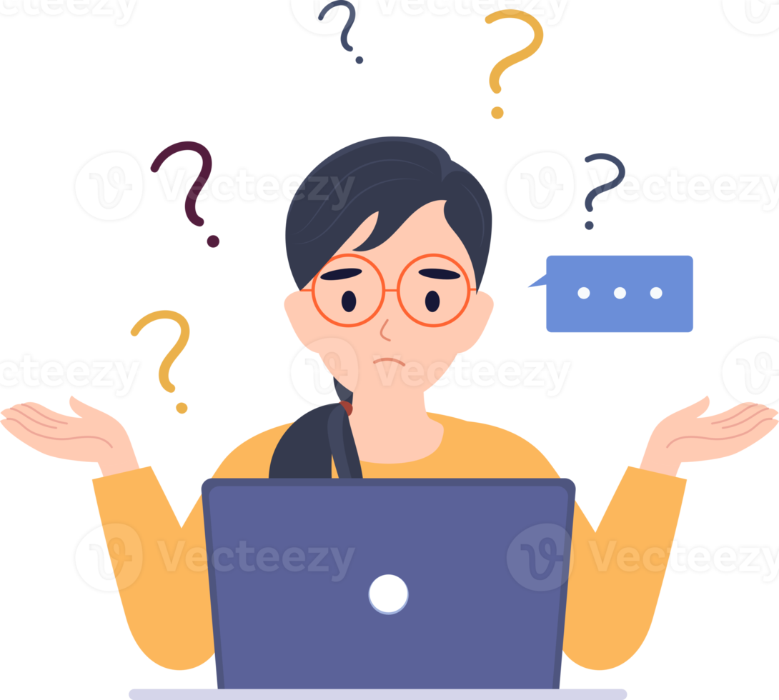 Confused Business women Sit at Laptop at Workplace with Coffee Cup