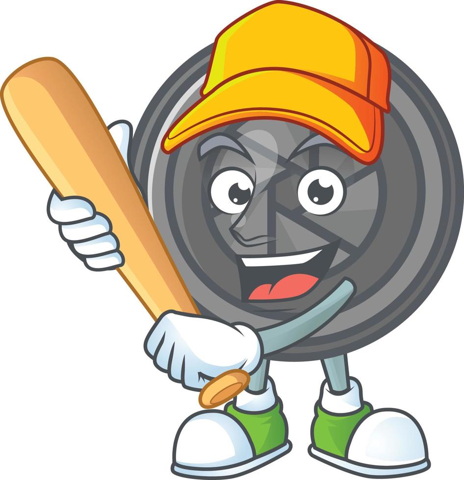 Camera lens mascot icon design vector