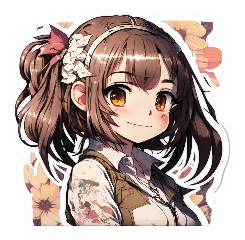 Cute anime Girls sticker. png