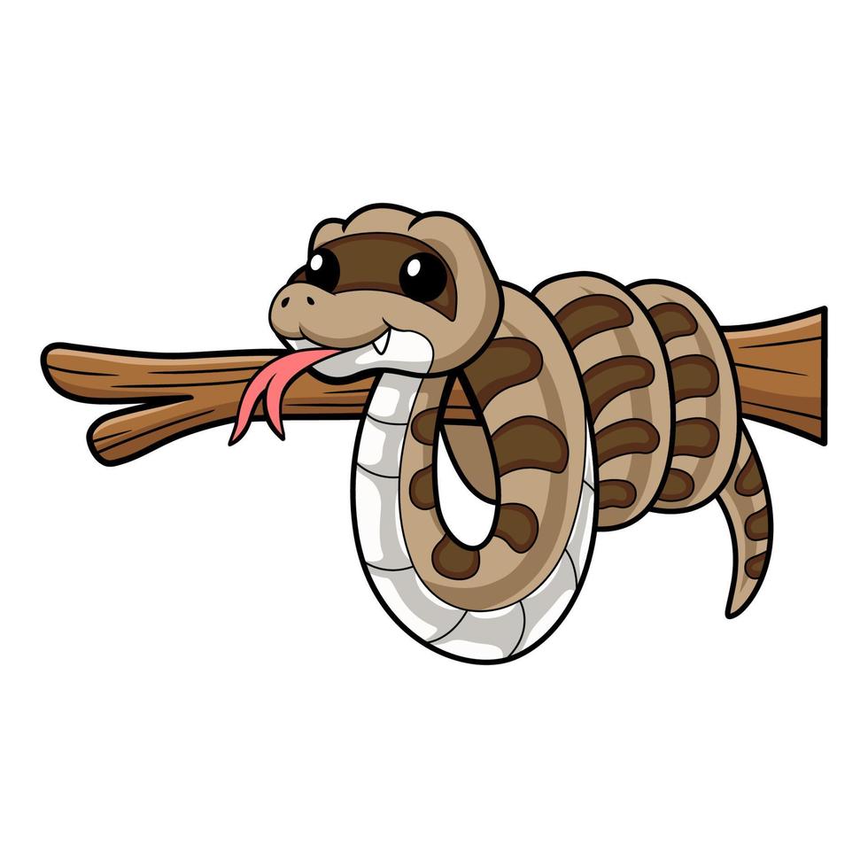 Cute gopher snake cartoon on tree branch vector