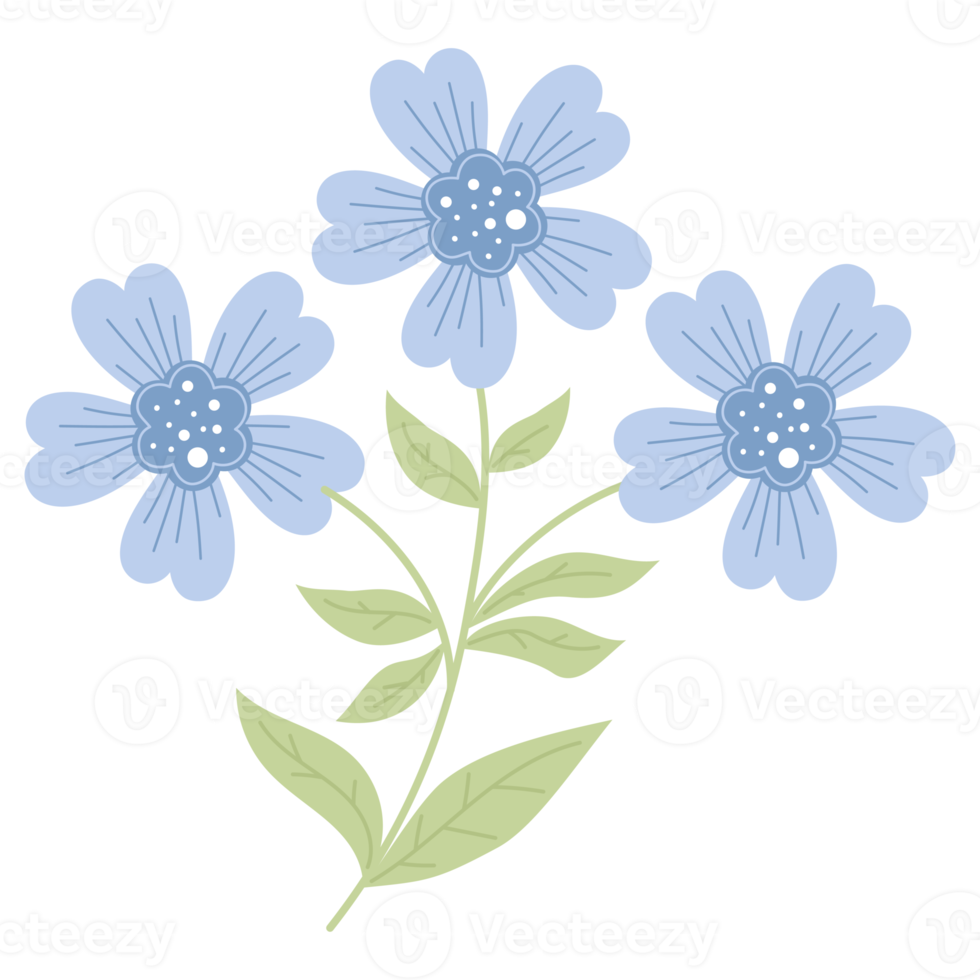 Blau Blumen. Aufkleber png