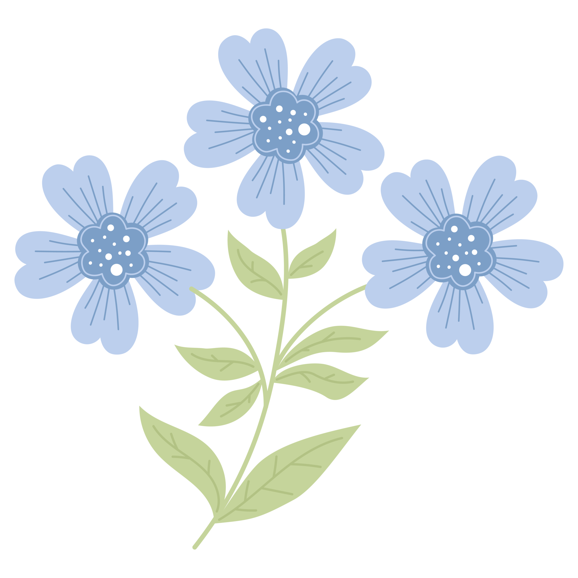Blue flowers. sticker 20372215 PNG