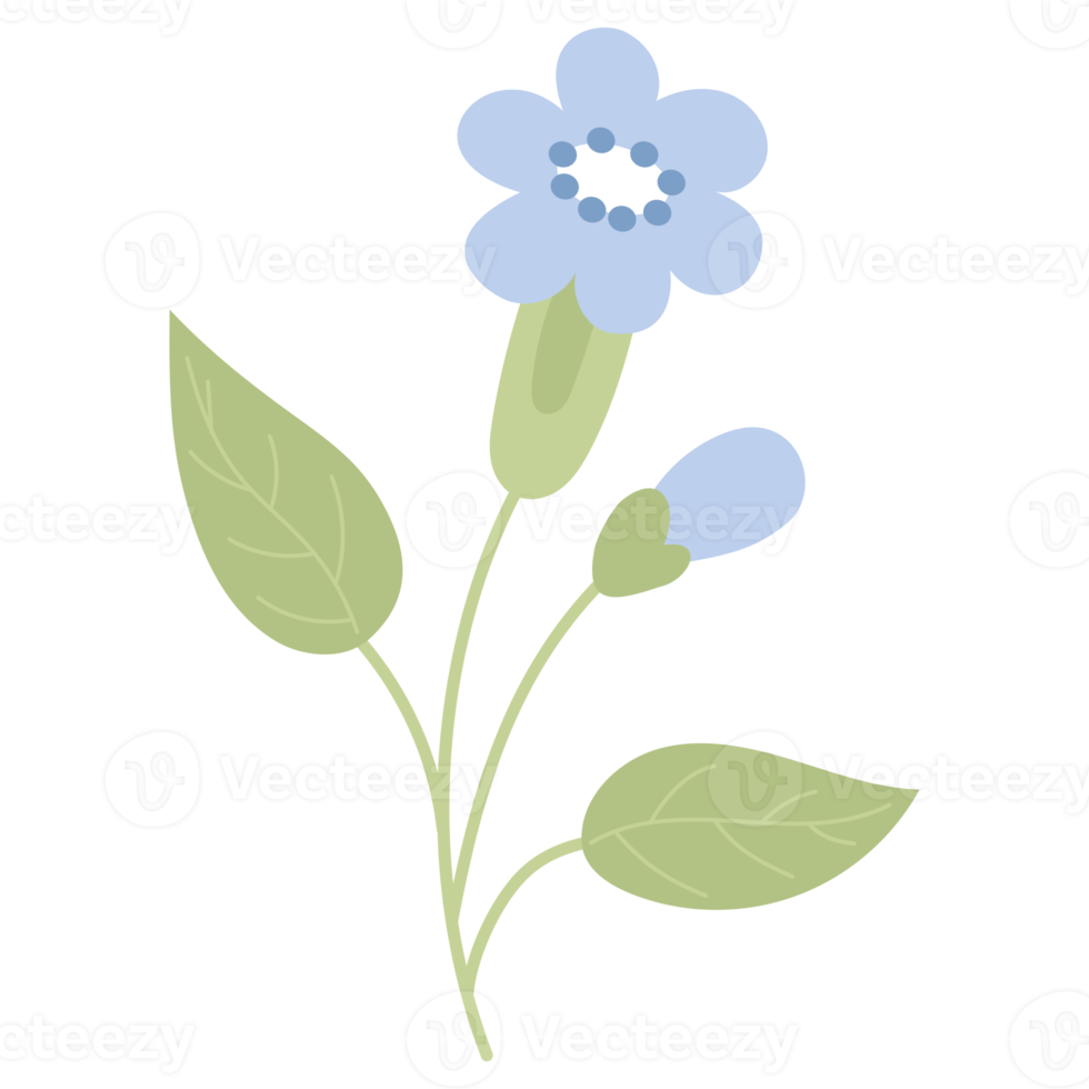 bleu fleur. autocollant png