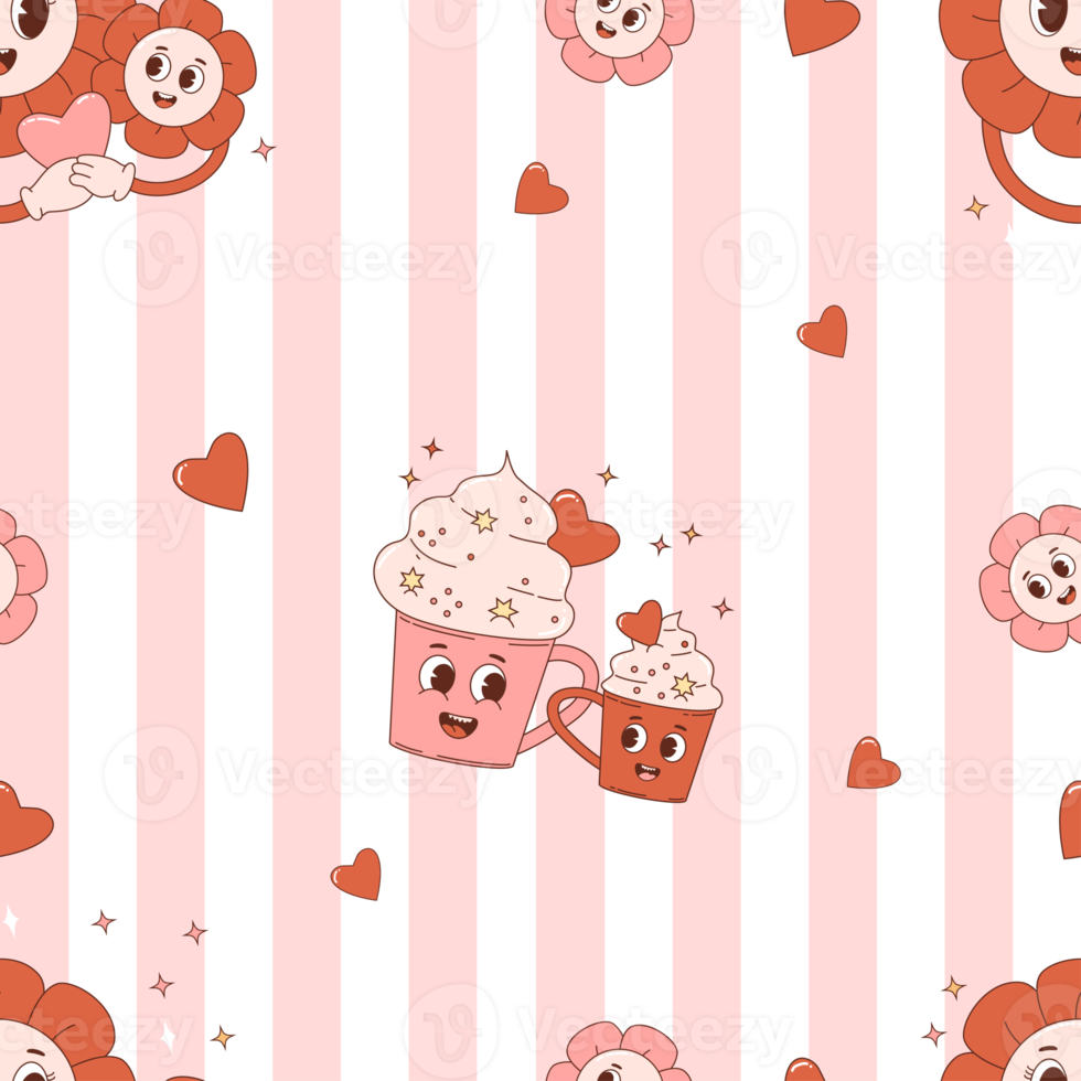 nostalgia  seamless pattern with characters png