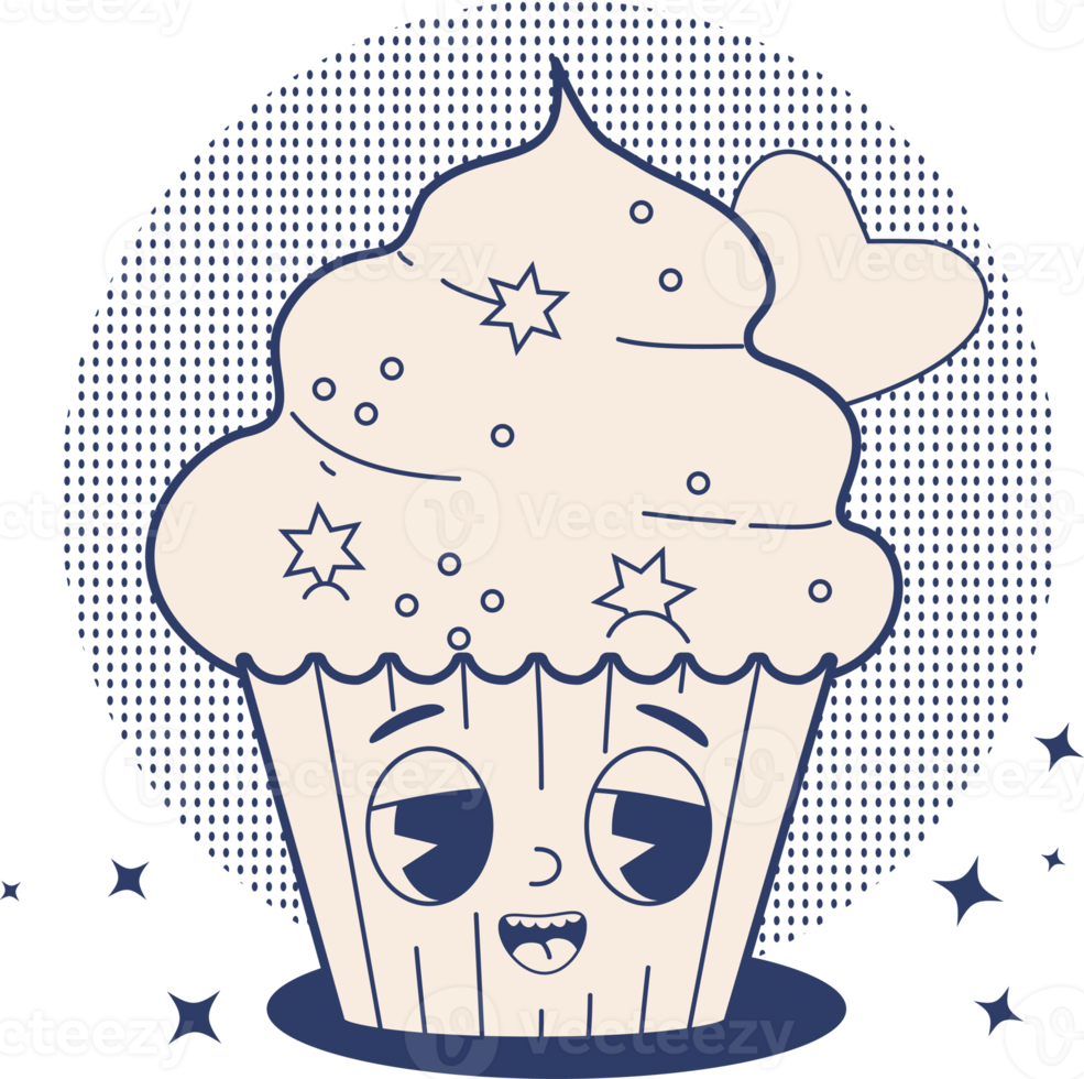 Retro  groovy  cupcake png