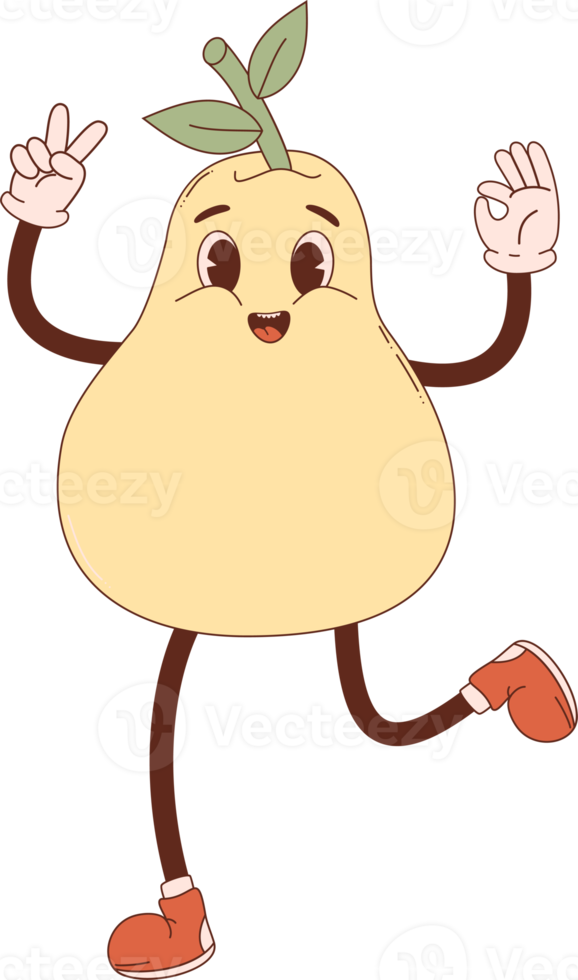 Retro vintage cartoon character pear png