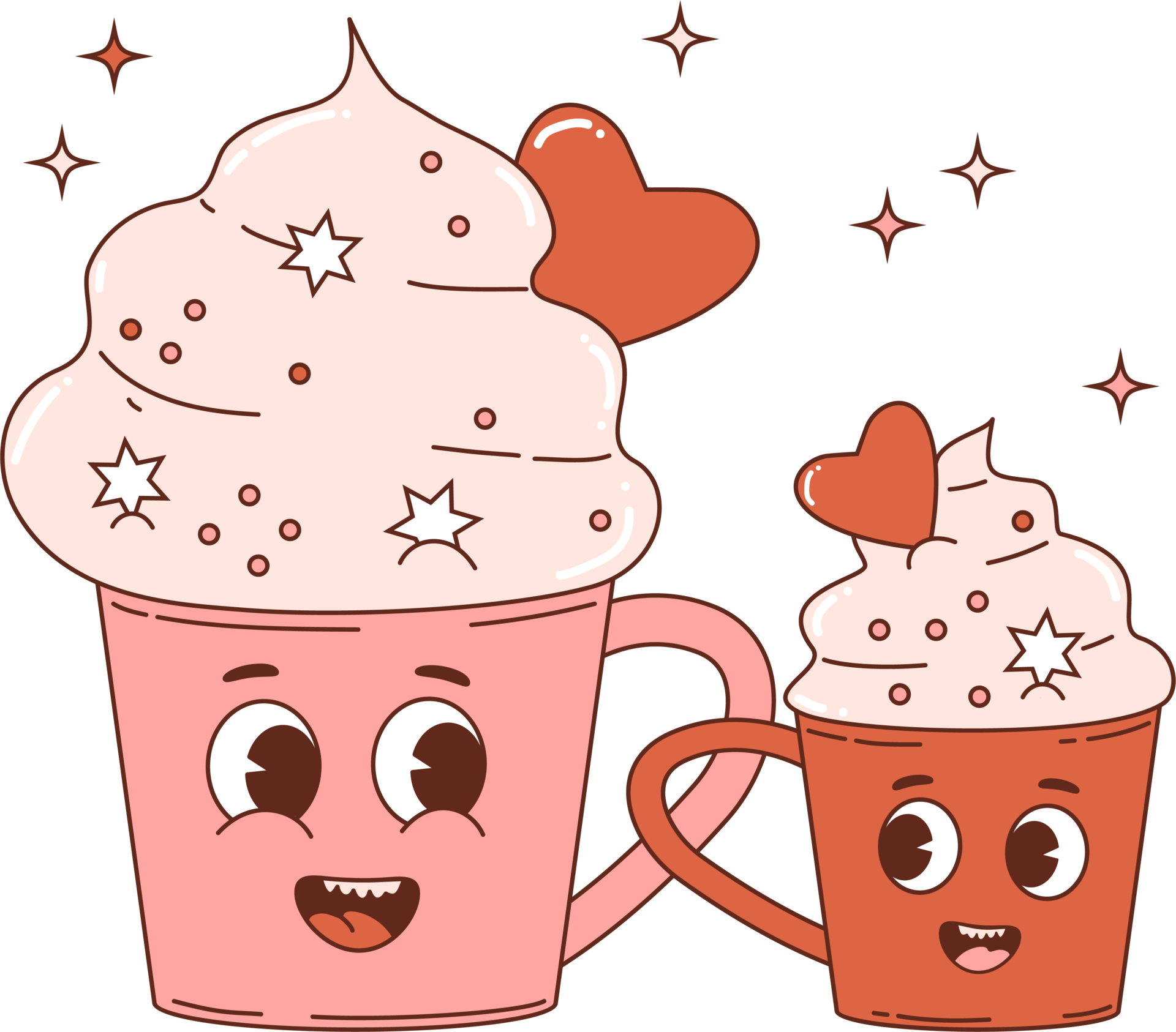Family cute cups with dessert 20372326 PNG