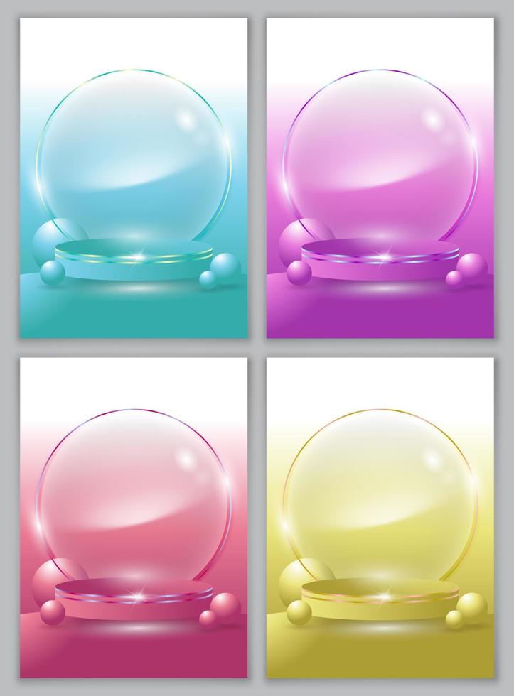 Vector image in the glass morphism style. frosted glass and abstract shapes. display podium template