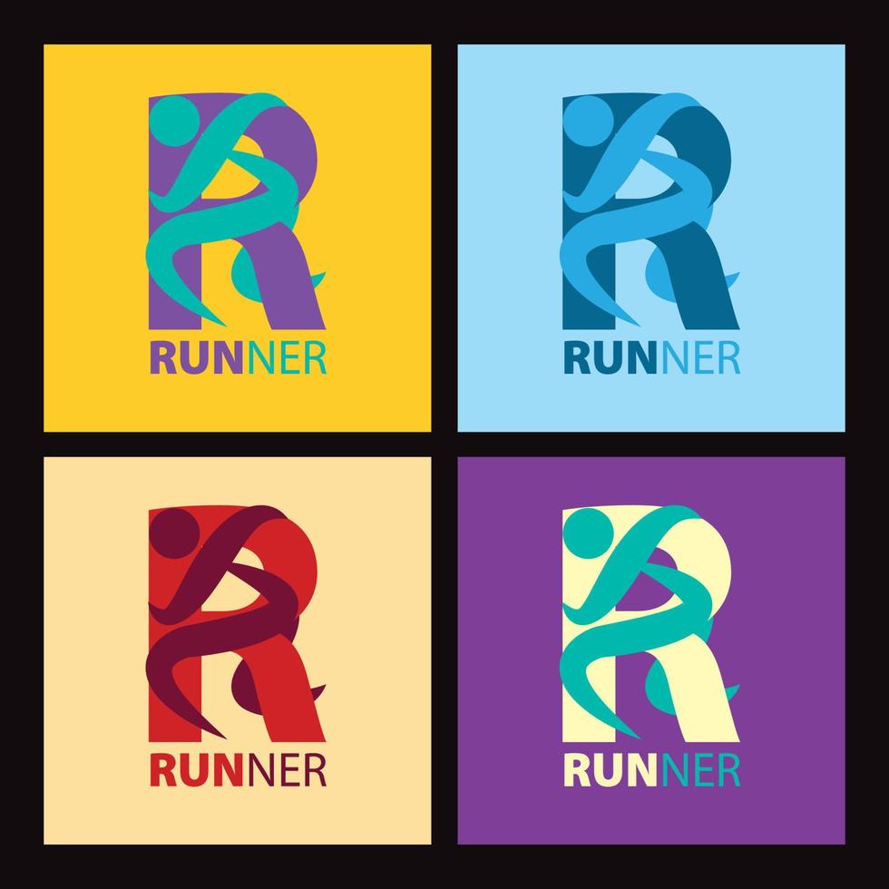 runner logo design template vector illustration