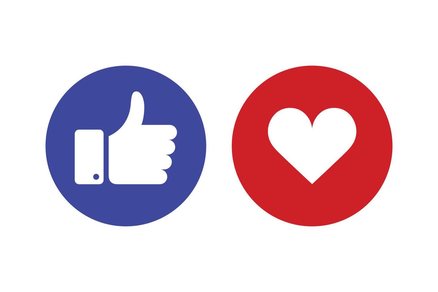 azul me gusta y rojo corazón social medios de comunicación vector icono diseño