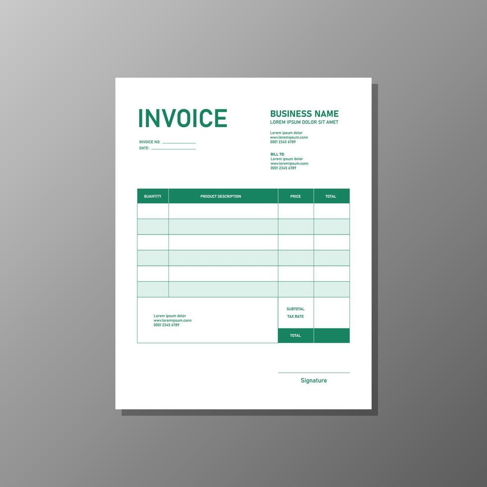 green invoice vector template design