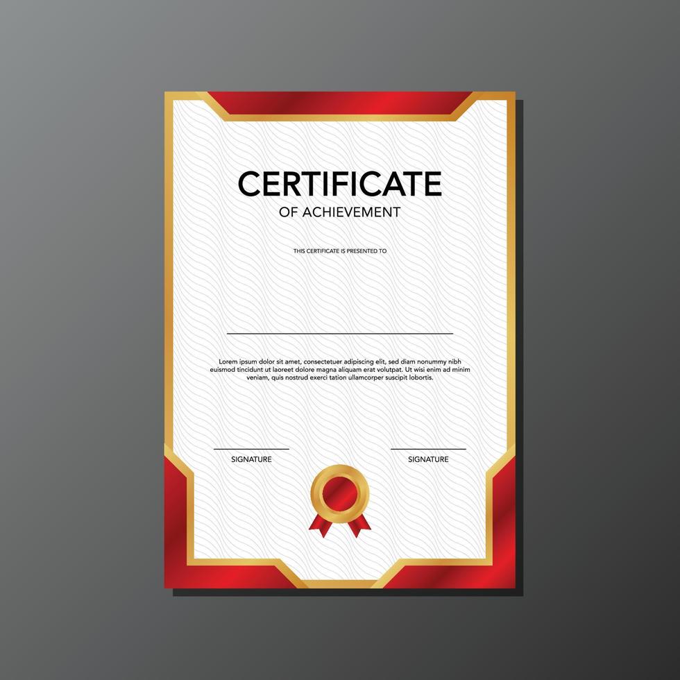 elegant gradient gold and red vertical certificate template vector