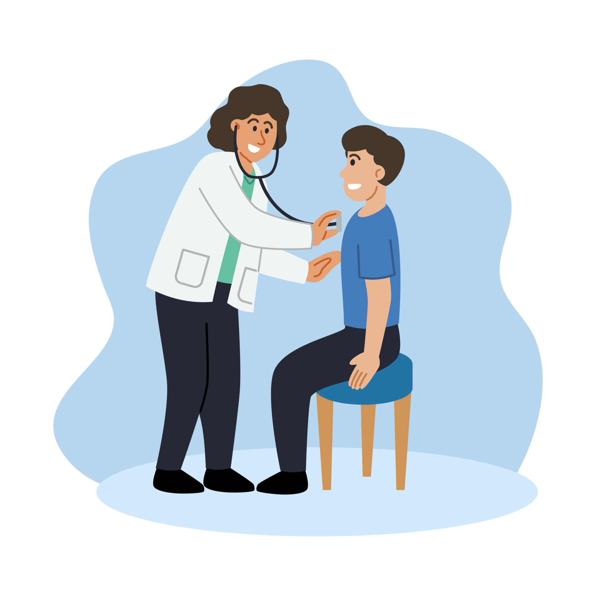 Female doctor use stethoscope listening heartbeat to male patient