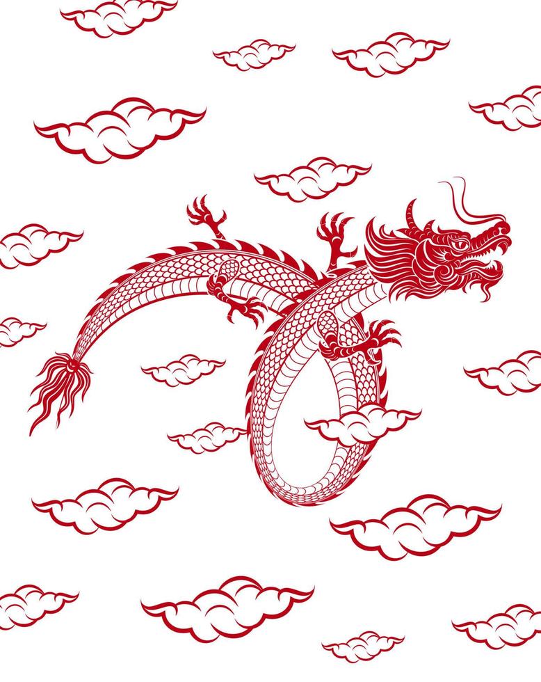 Traditional red Chinese Dragon vector