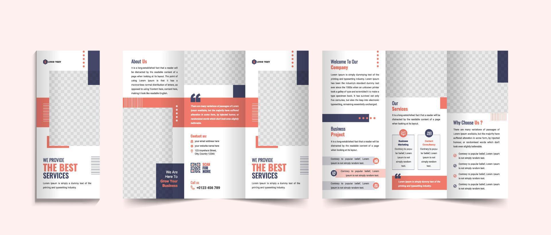 Modern business trifold brochure design template vector