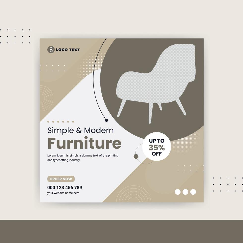 Modern furniture social media post banner template vector