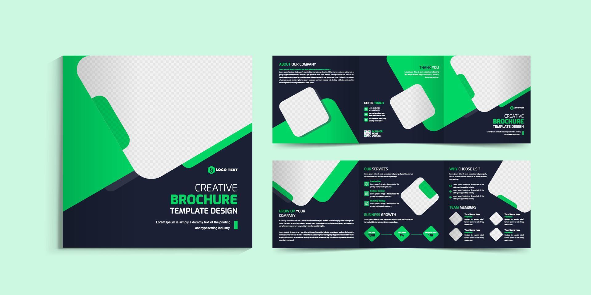 Modern business square trifold brochure design template vector