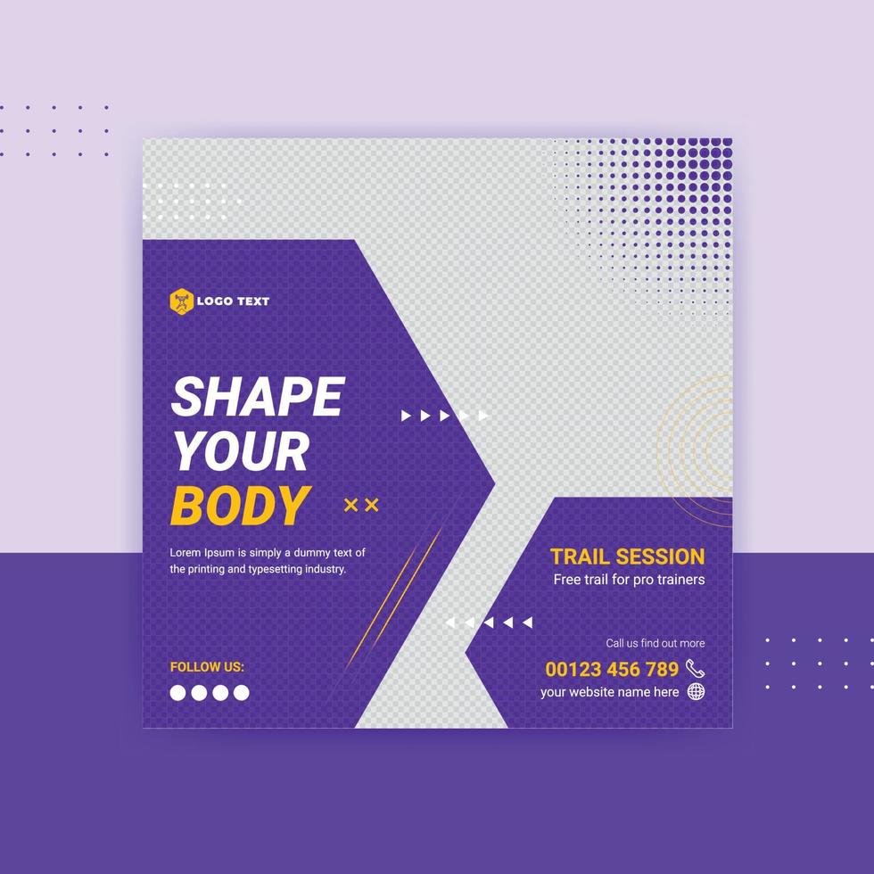 Fitness Gym Training Social Media Post Banner Template vector