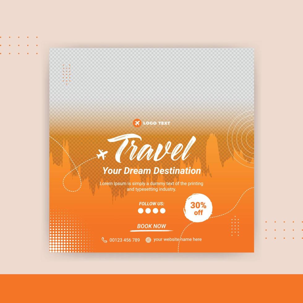 Travel Social Media Post Banner Template vector