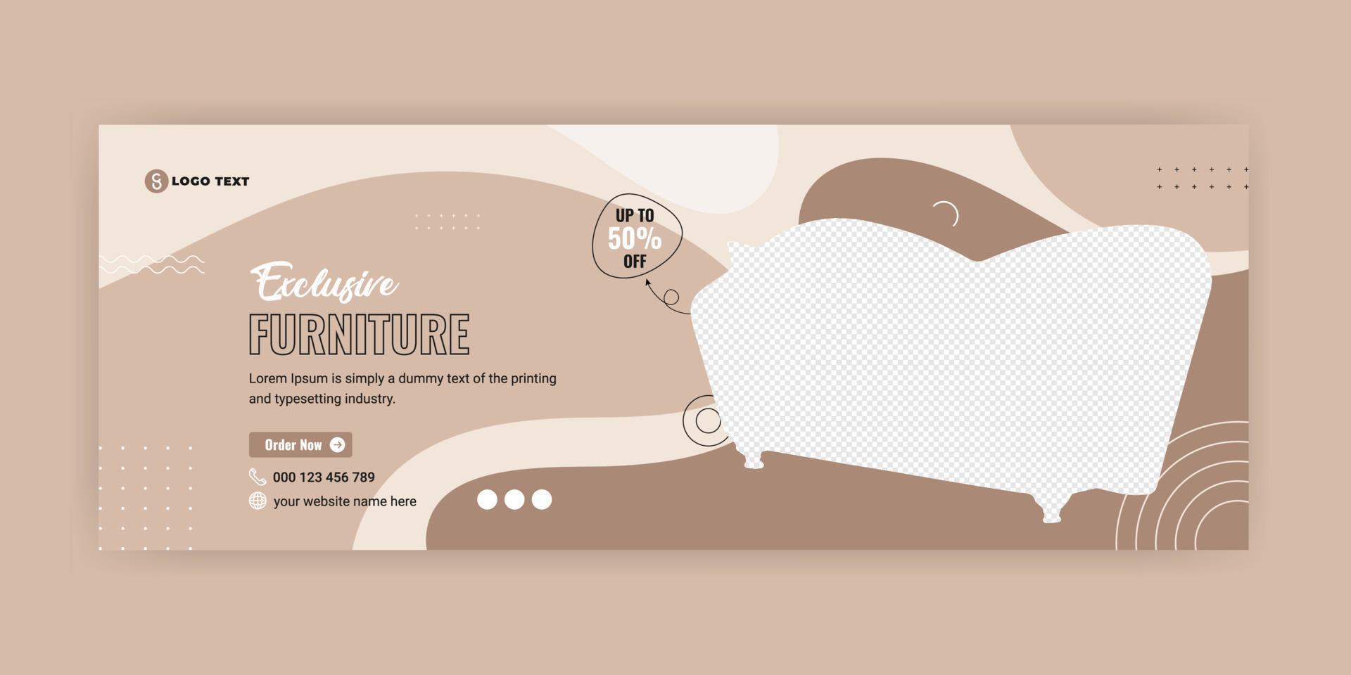Modern furniture social media cover banner template vector