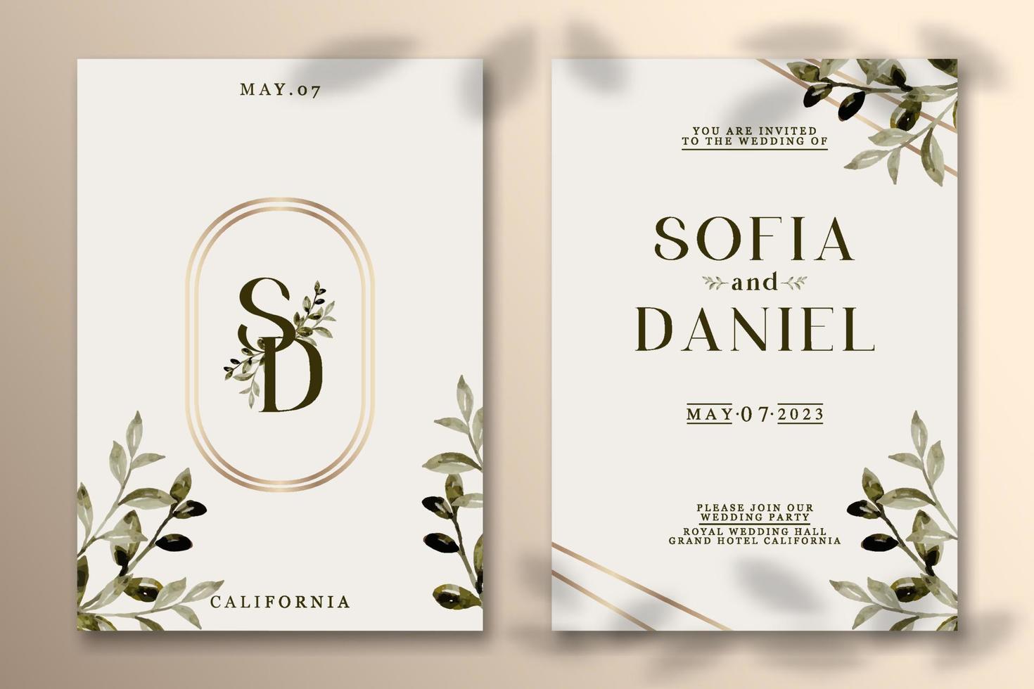 Premium vector Wedding invitation template with flower