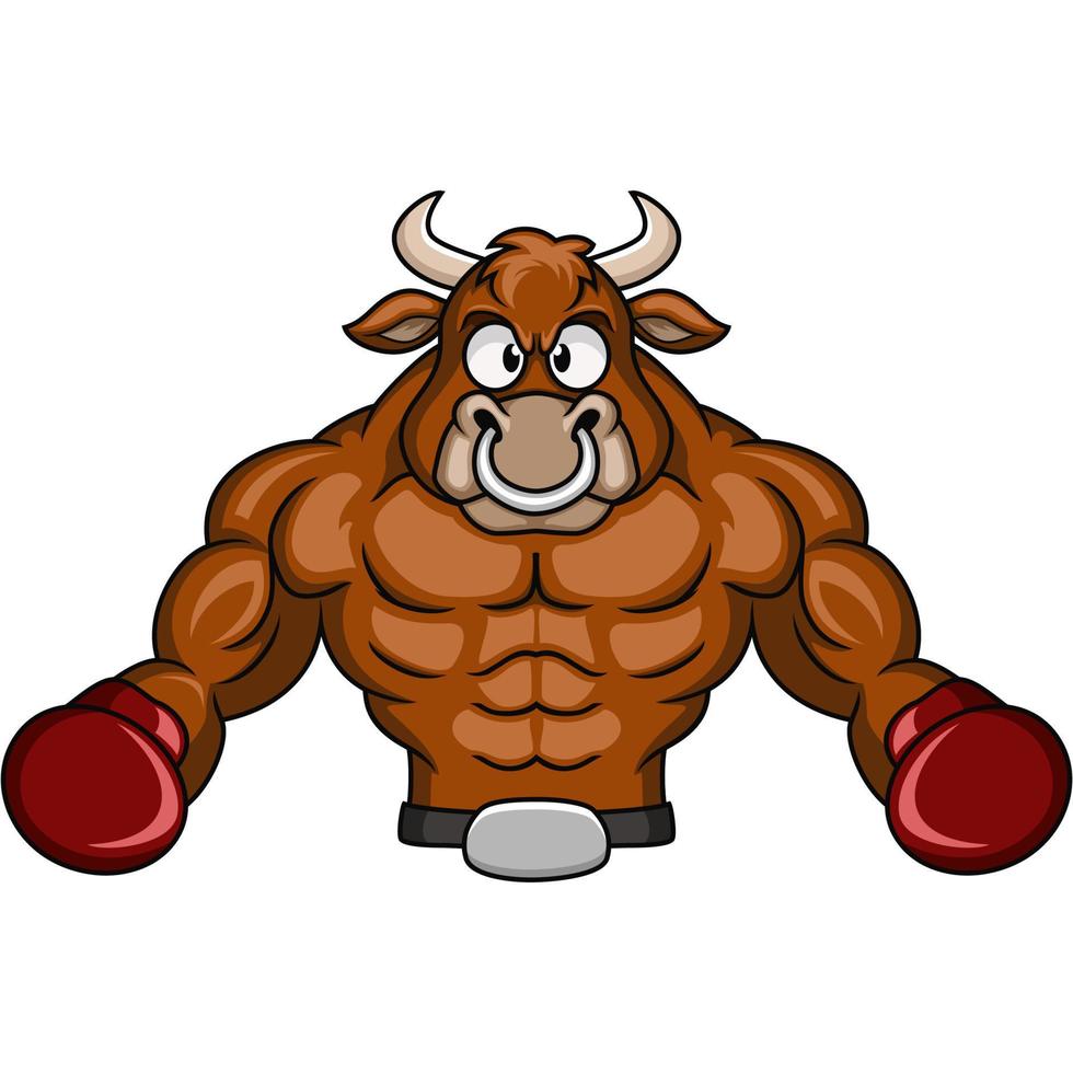 Cartoon bull a boxing player vector