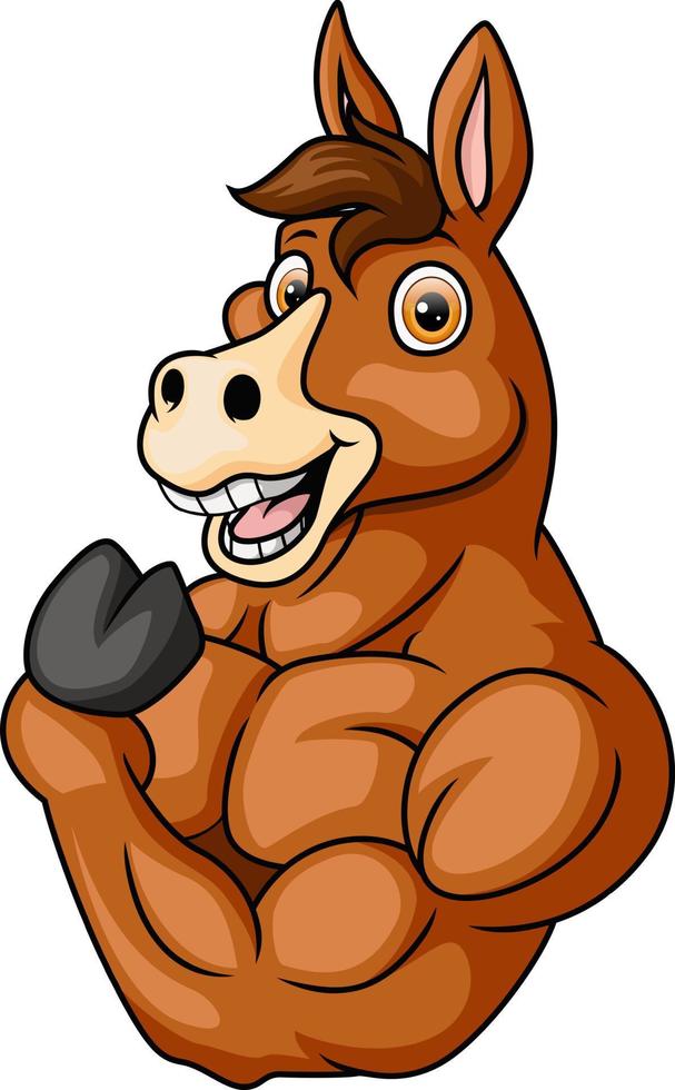 Strong horse cartoon mascot character vector