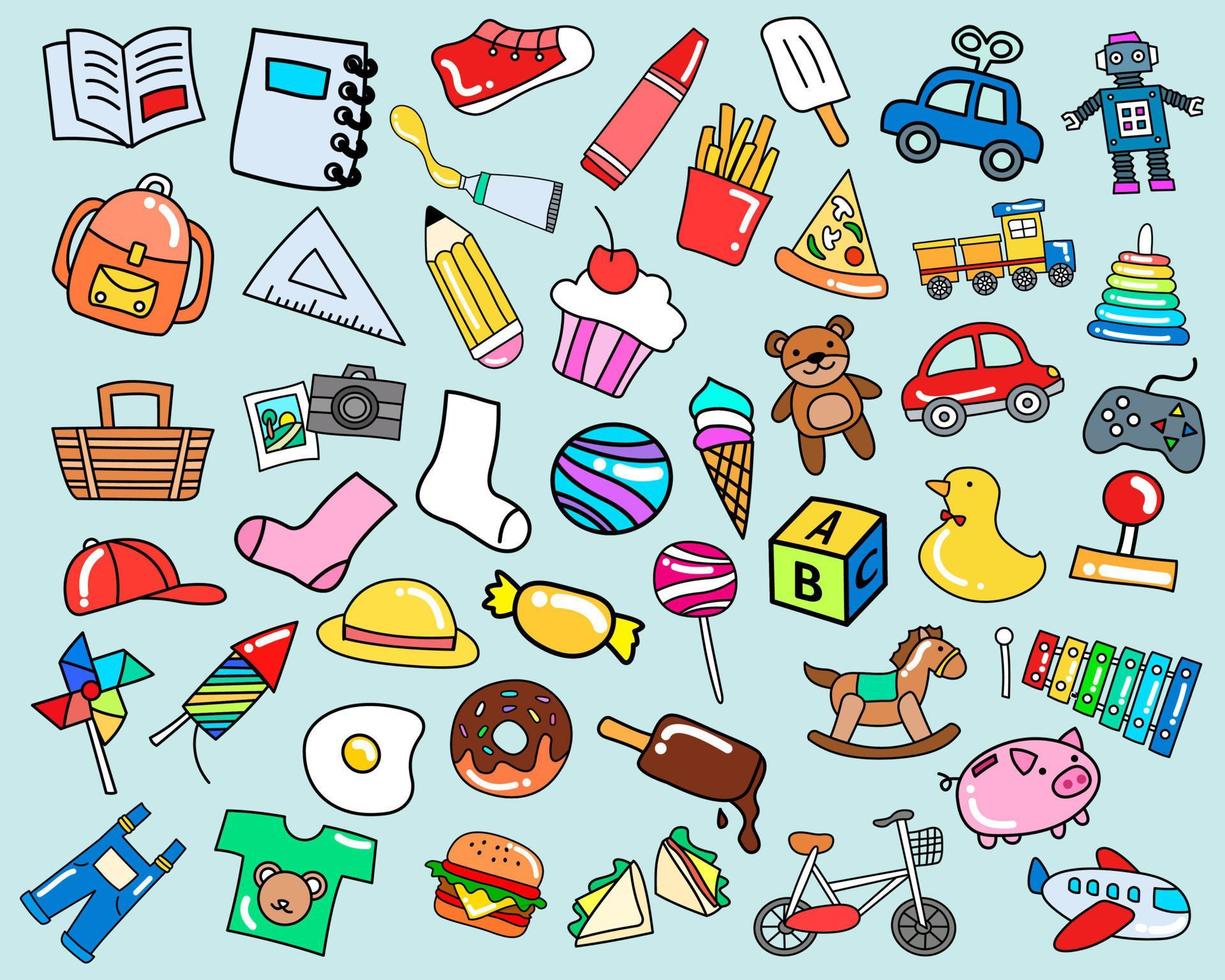 Kids Stuff Vector Sticker Set