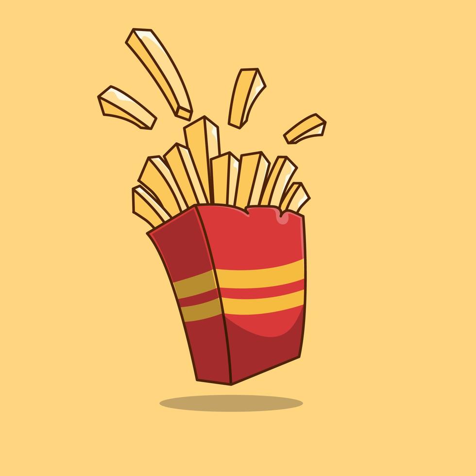 French Fries Vector Icon Illustration Fast Food