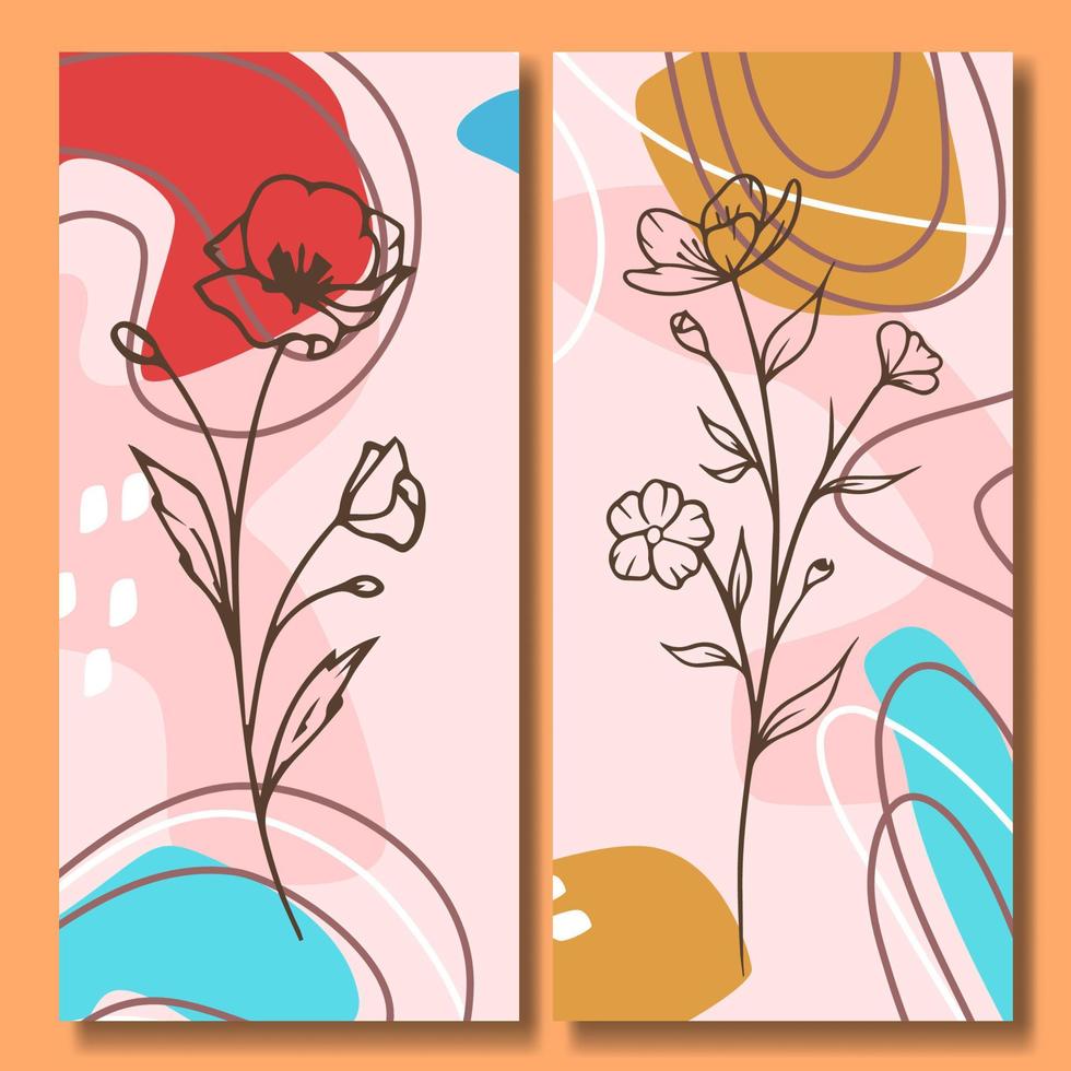 Hand drawn flower abstract background collection vector