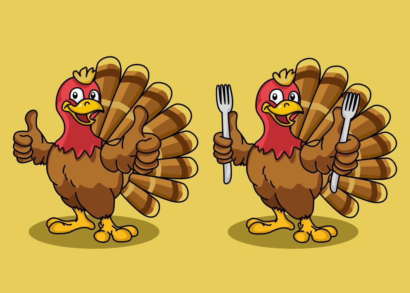 Happy Thanksgiving mascot set vector