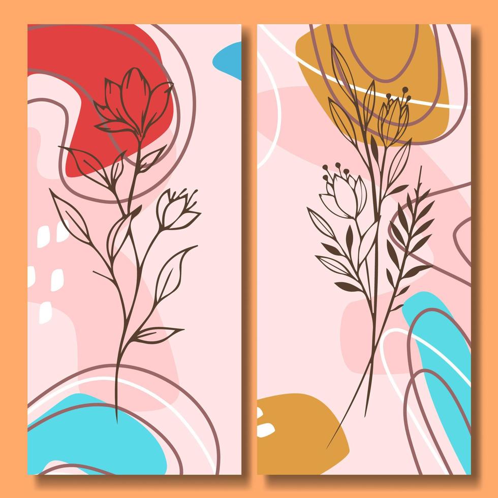 Hand drawn flower abstract background collection vector