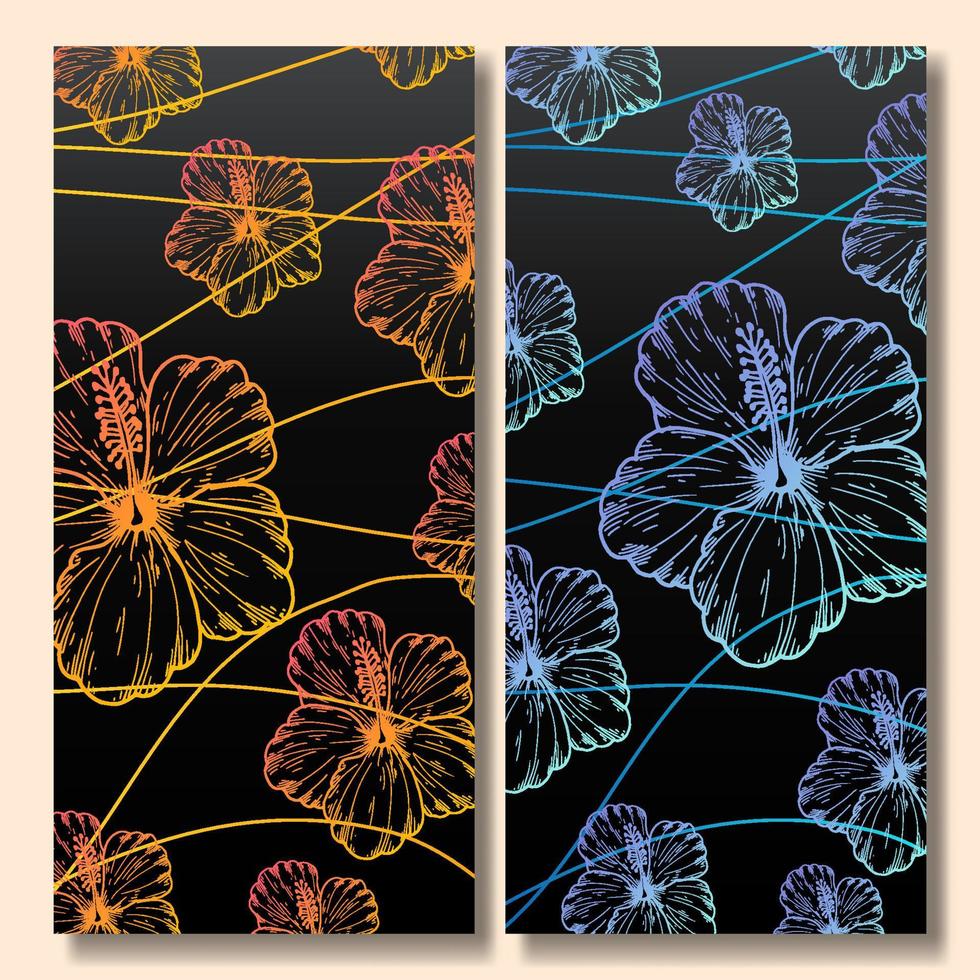 Hand drawn flower abstract wallpaper collection vector