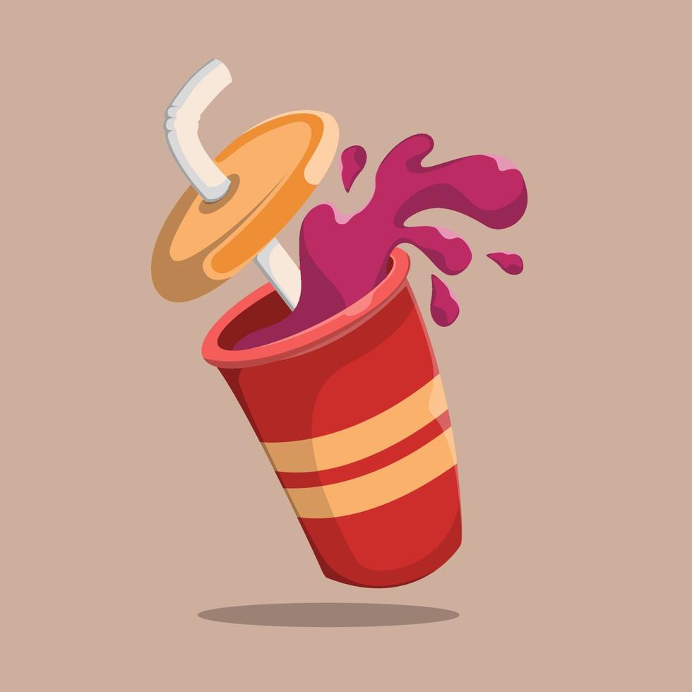 Desbordamiento jugo rojo taza ilustración diseño comida diseño vector