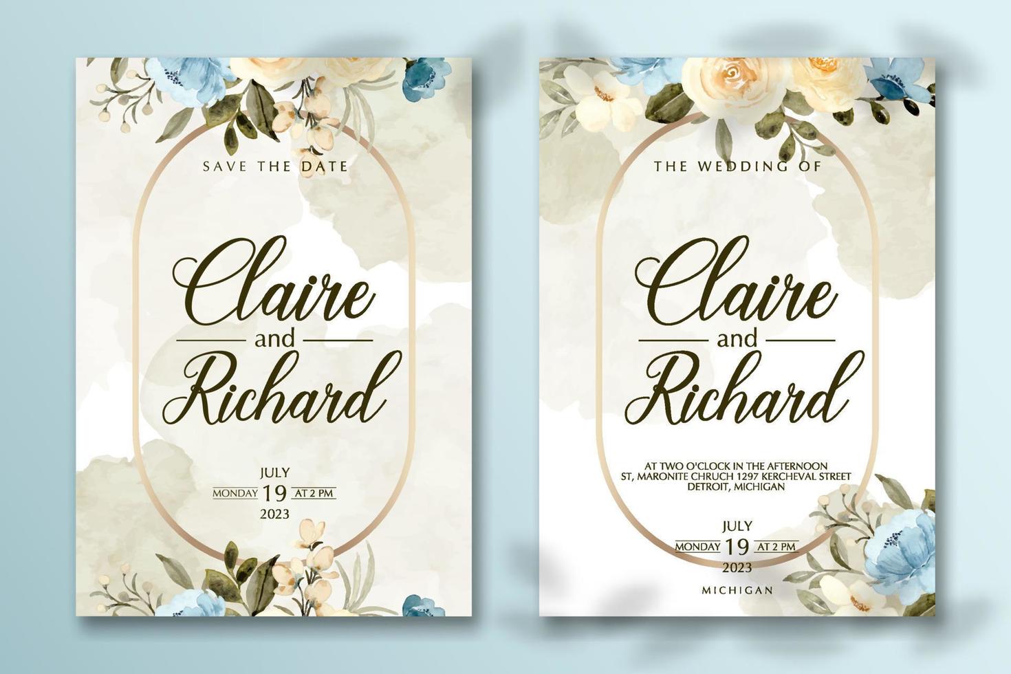 Premium vector Wedding invitation template with flower