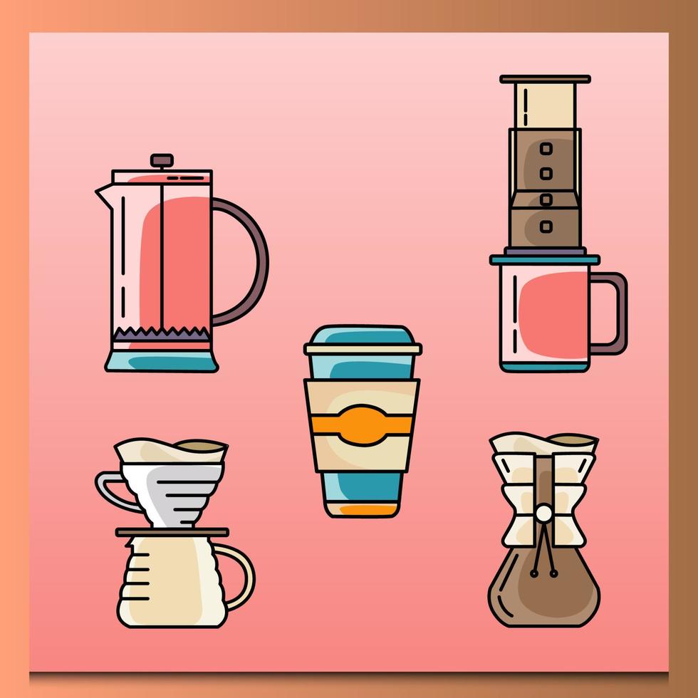 coffee shop icon set collections vector