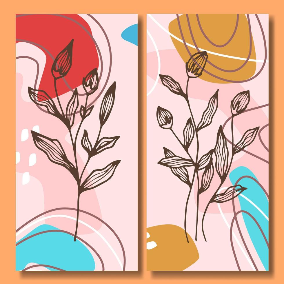 Hand drawn flower abstract background collection vector