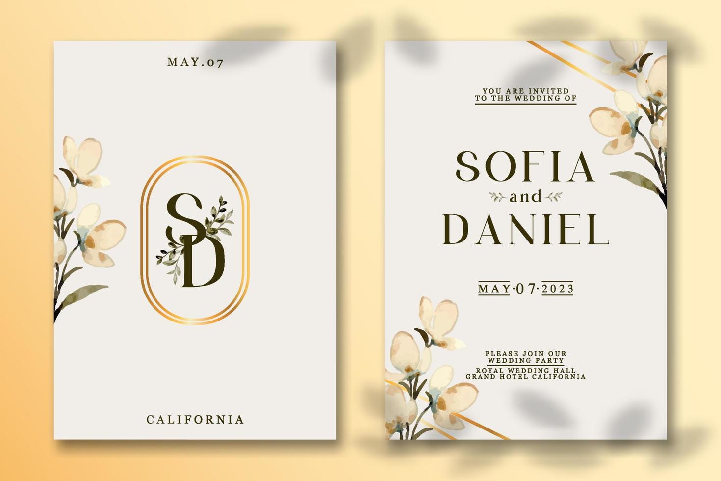 Premium vector Wedding invitation template with flower