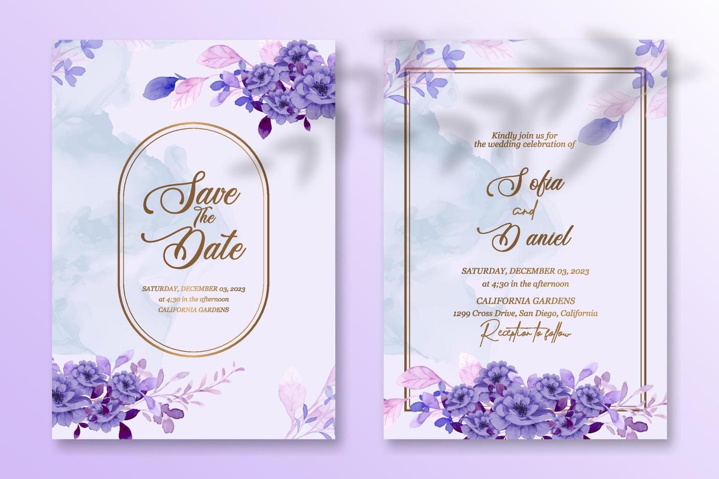 Premium Vector  Watercolor floral frame blank card template