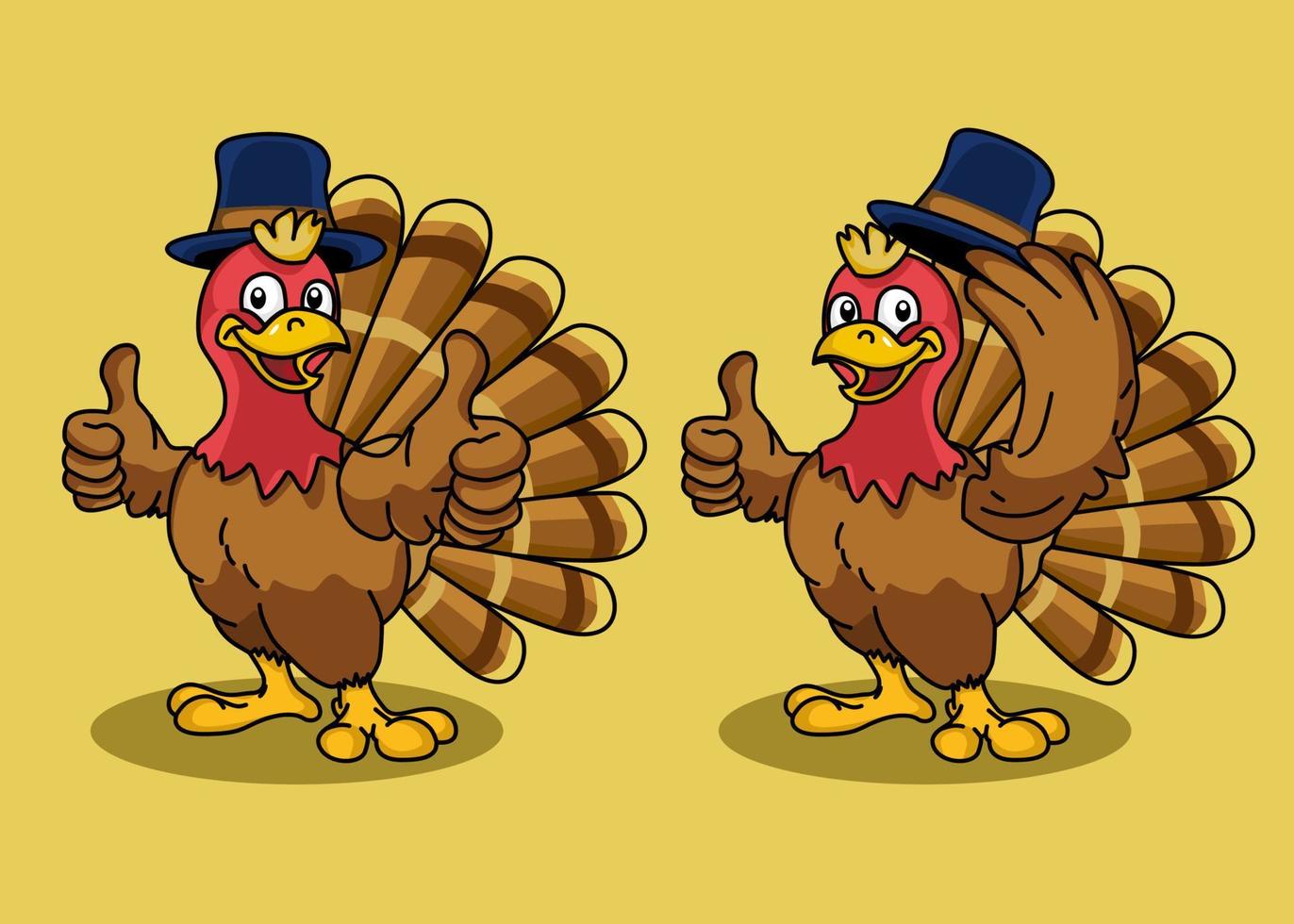 Happy Thanksgiving mascot set vector
